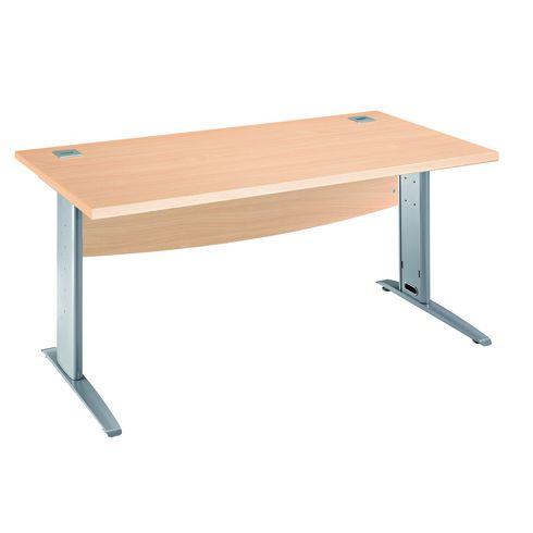 BUREAU DROIT EXCELLENS L 160 CM HÊTRE PIÉTEMENT '' L'' MÉTAL ALU