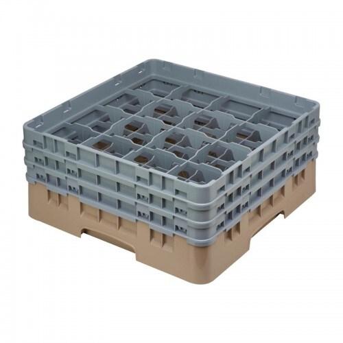 Cambro Panier à verres beige avec 16 compartiments hauteur de verre max 17,4cm. Ce panier à verres offre - 0099511601318_0