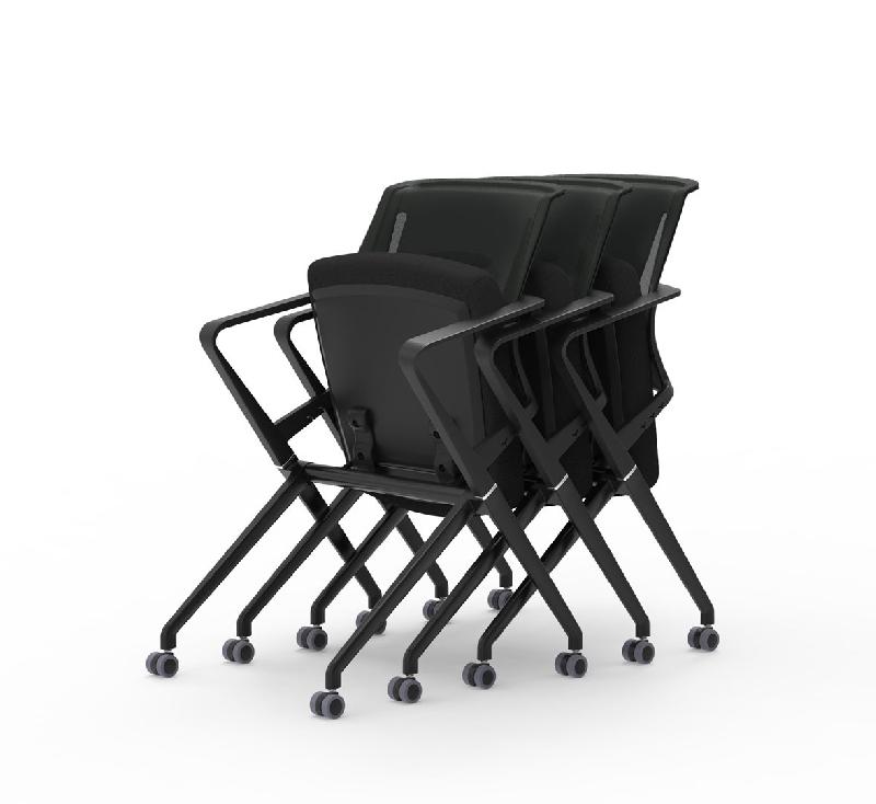 Chaise visiteurs avec assise pliante Plys - Mobel Linea - Noir, 1 siège_0