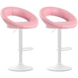 CLP Lot de 2 Tabourets de bar Olinda en similicuir hauteur réglable et siège pivotant Rose/Blanc - violet polyester 320283_0