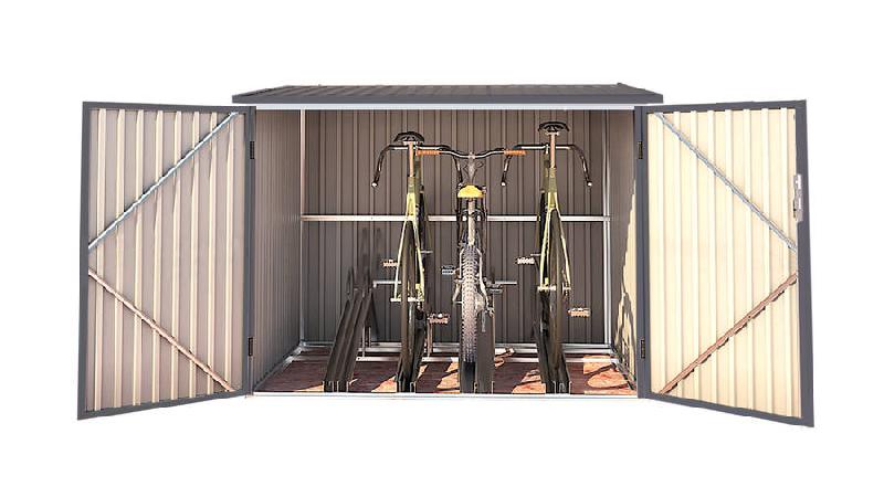 Coffre en métal pour 4 vélos - 4,02m² - Dimensions 203 x 198 x 157/142 cm_0