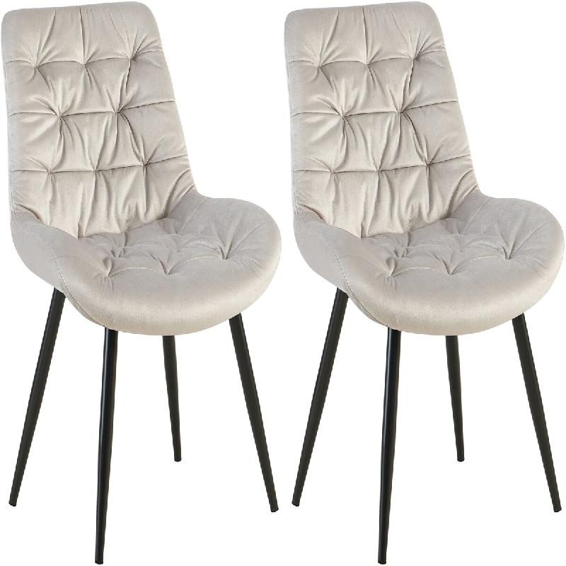 Décoshop26 - Chaises de salle à manger x2 en velours gris clair cadre en métal noir confort & élégance intemporelle 10_0007566 - gris métal 3000_0