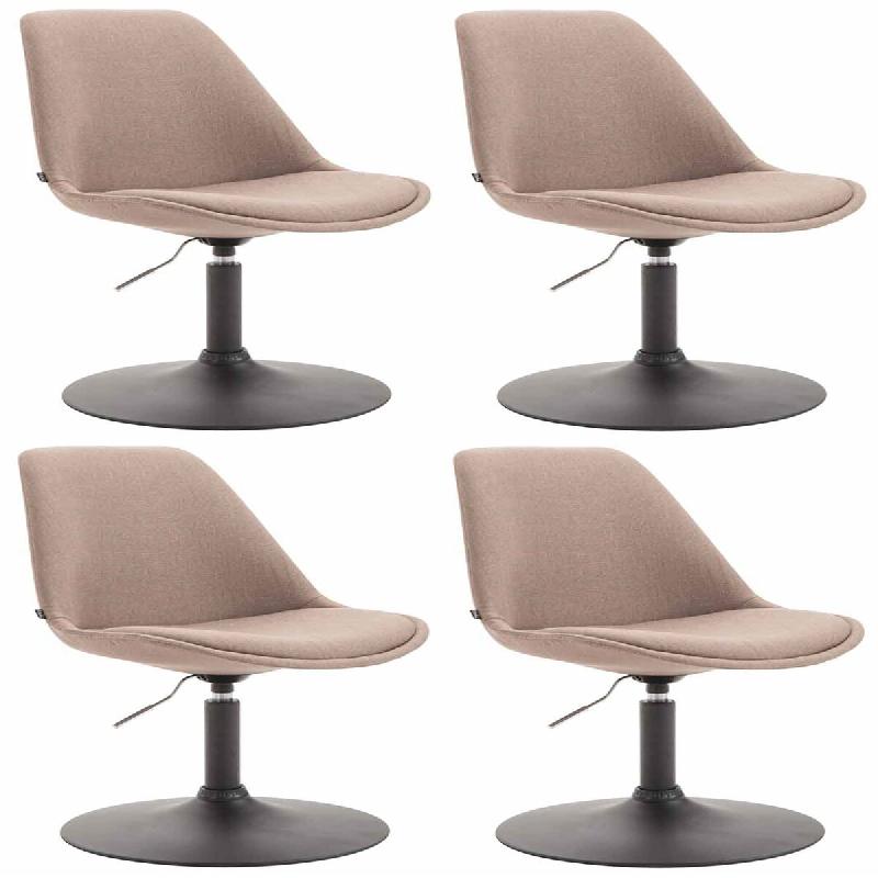 Décoshop26 - Lot de 4 chaises de salle à manger pivotante hauteur réglable en tissu taupe et pied trompette en métal noir 10_0008444 - noir métal_0