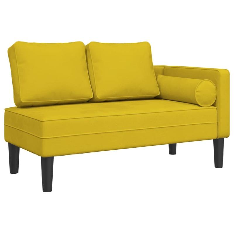 Décoshop26 - Méridienne chaise longue canapé pour intérieur avec coussins en velours jaune DEC026083 - jaune 3000255610297_0