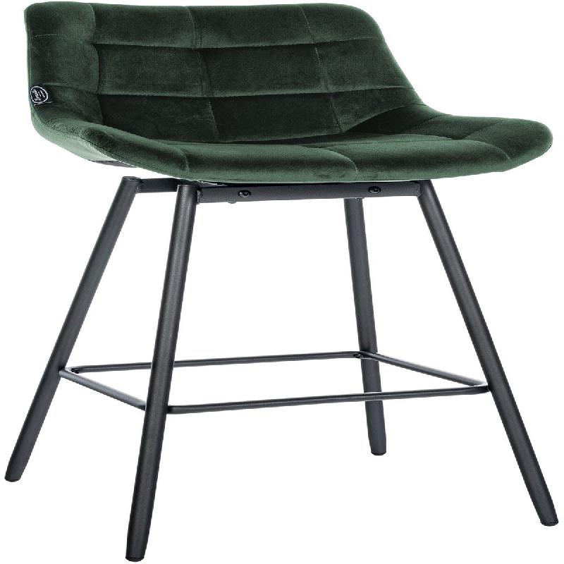 Décoshop26 - Tabouret de bar x1 pivotant en velours matelassé vert foncé cadre robuste à quatre pieds métal noir 10_0005742 - noir métal 3000265190314_0