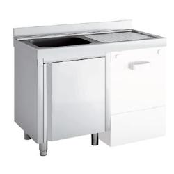 ERATOS Meuble Plonge Lave Vaisselle Gamme 600 Aisi-304 18/10 1400X600X850 - 1 Cuve 500X400X250 - Egouttoir A Gauche FMLM-146/11-I - FMLM-146/11-I_0