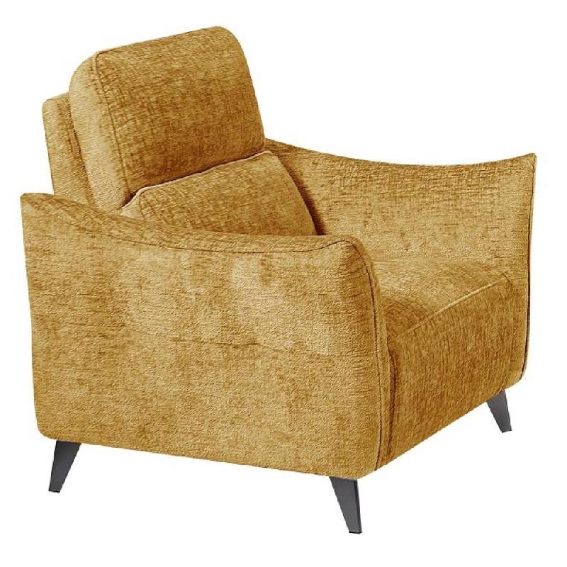 Fauteuil relaxation électrique design ATTITUDE - tissu chenillé ocre - têtière réglable et inclinaison jusqu'à 150°_0