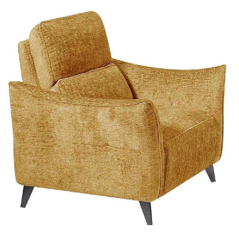 Fauteuil relaxation électrique design ATTITUDE tissu chenillé ocre_0