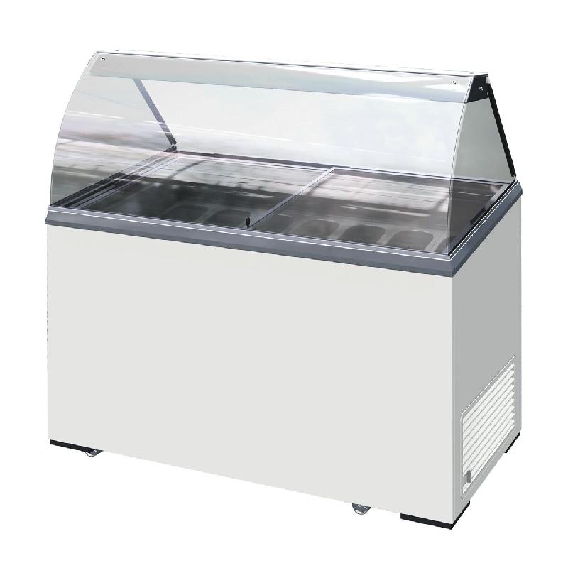 KLIMAITALIA Vitrine statique pour glaces avec 7 pots réserve. Portes coulissantes verre. Éclairage LED. Intérieur aluminium. T° -13°C/-23°C. Mod_0
