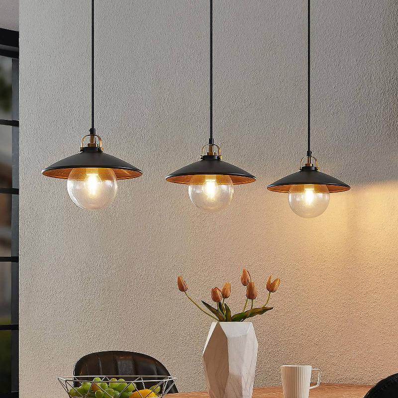 LINDBY MARINELLA SUSPENSION, NOIR À 3 LAMPES