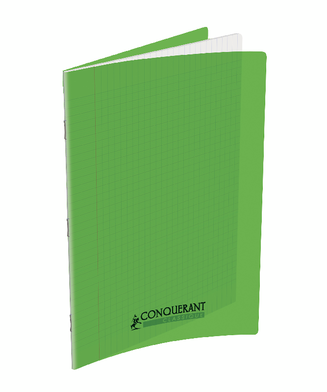 LOT DE 10 - CAHIER CONQUERANT CLASSIQUE AGRAFE 210X297 48P 90G SEYES POLYPRO VERT