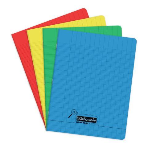 LOT DE 10 - CAHIER PIQUÉ 8000 POLYPRO DÉFICIENTS VISUELS 17X22 CM 96 PAGES GRANDS CARREAUX 2,5MM AGRANDI 10/10 90 G - ASSORTIS
