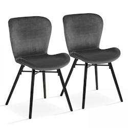 Oviala Business Lot de 2 chaises en velours gris anthracite - gris 108859_0