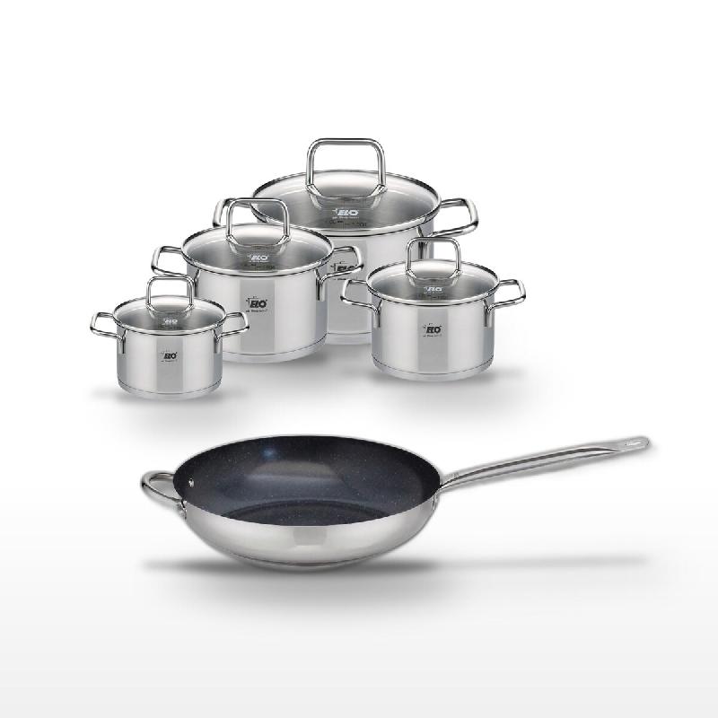 Lot Poêle 32cm Elo Profi Therm Platinum & 4 Faitouts Elo - gris inox 3176239952261_0