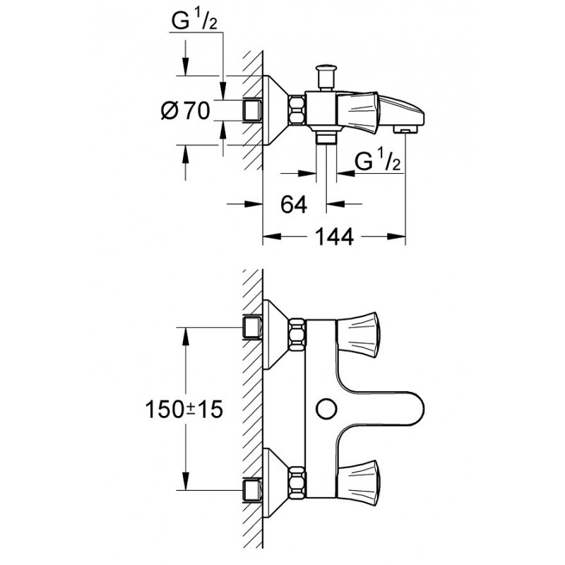 MÉLANGEUR BAINDOUCHE COSTA S BICOMMANDE - GROHE - 25483001