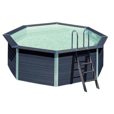 Piscine hors sol octogonale 14,5m² Tatihou - composite PVC/chanvre - structure acier - fabrication française_0