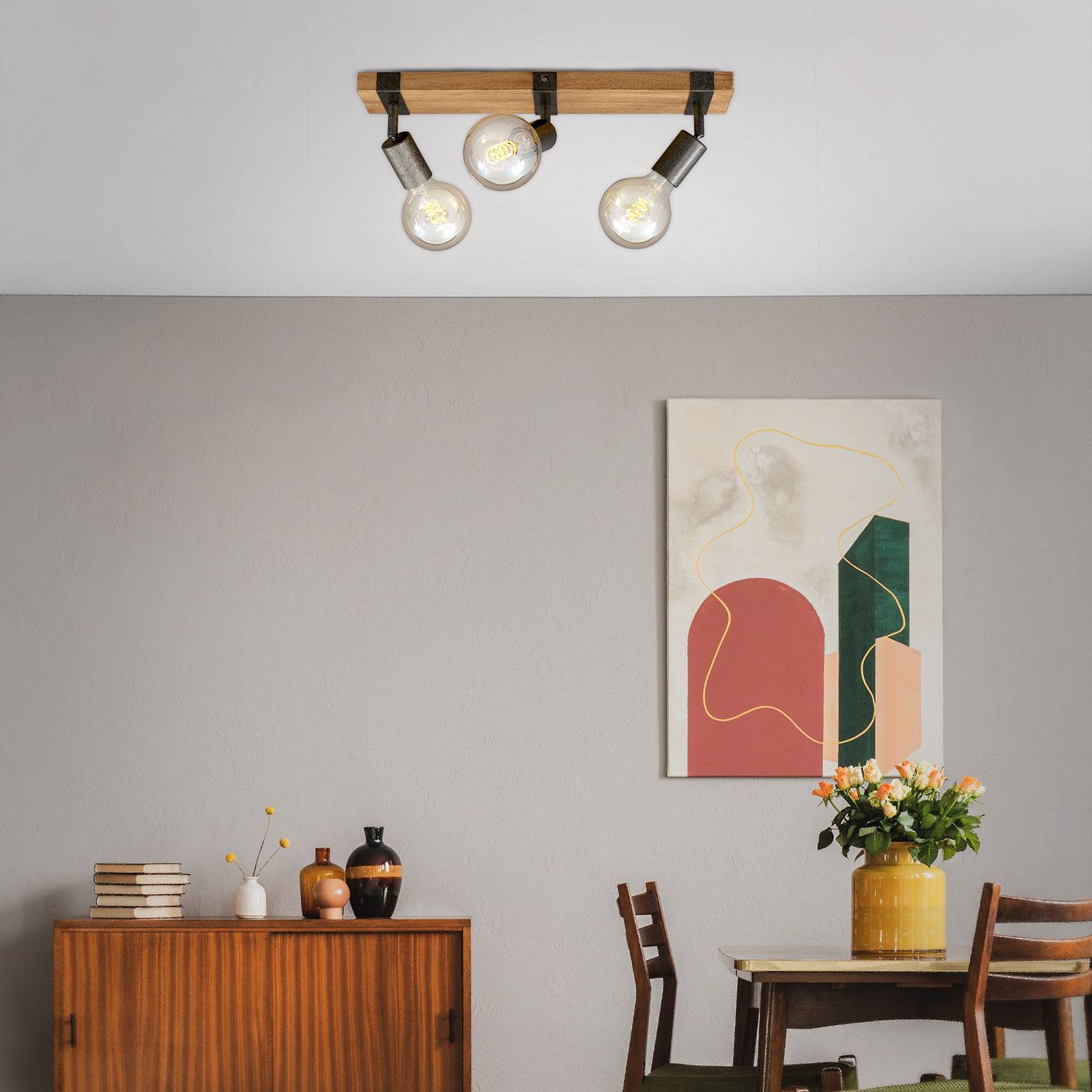 BRILONER PLAFONNIER WOOD BASIC À 3 LAMPES