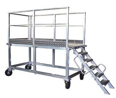 Plateforme roulante tout aluminium - escaliers articulés - roulettes pivotantes avec frein_0