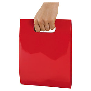 POCHETTE CADEAU PELLICULÉE ROUGE À POIGNÉE DÉCOUPÉE 38 X 41 X 10 CM