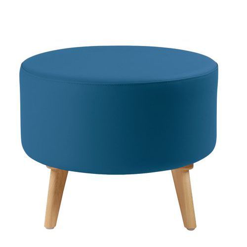 POUF BULLE PIED BOIS ENDUIT PVC PÉTROLE - GGI
