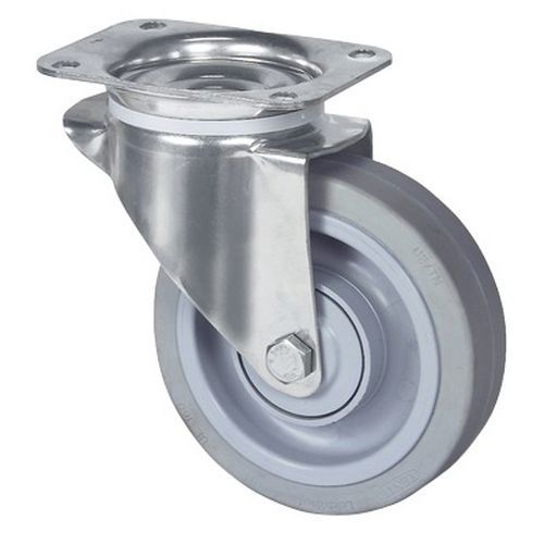 ROULETTE PIVOTANTE INOX CHARGE 160 KG À PLATINE - TENTE