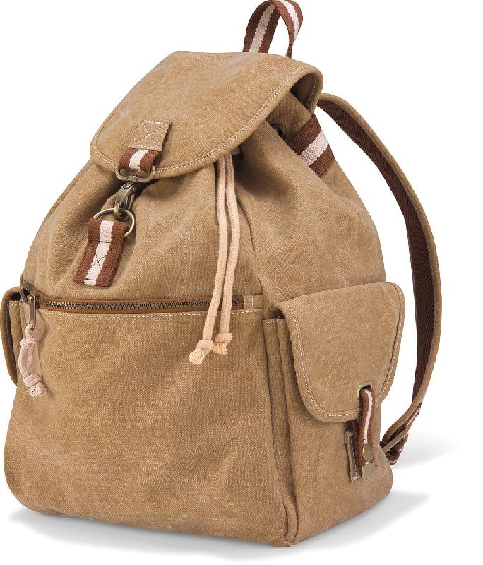 Sac à dos vintage en toile - Réf: QD612 - Quadra - avec poches zippées et bandoulières ajustables_0