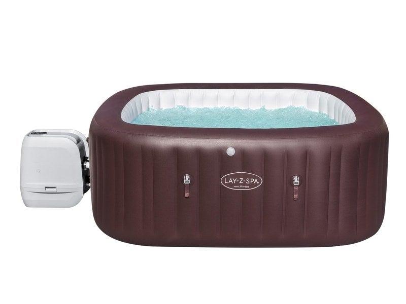 Spa gonflable Lay-Z Maldives BESTWAY - 5/7 places, carré, 180 buses d'air, 8 jets hydromassants, PVC marron_0