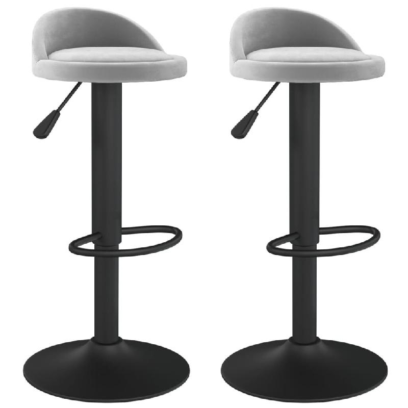 Tabourets de bar lot de 2 gris clair velours Modèle Lofty Design - 333601_0