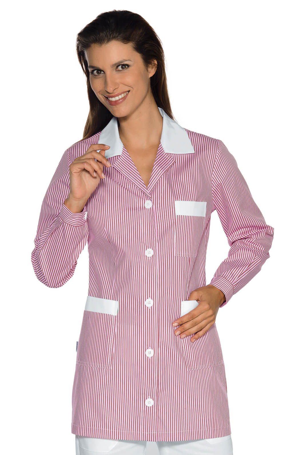 TUNIQUE MÉDICALE MARBELLA RAYÉ ROSE BLANC