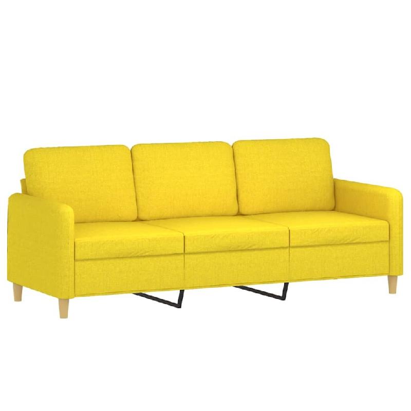 VidaXL Canapé à 3 places Jaune clair 180 cm Tissu Modèle Jervanel - 359491_0