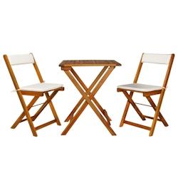 VidaXL Ensemble de bistro pliable 3 pcs avec coussins Acacia solide - marron Bois massif 44014_0