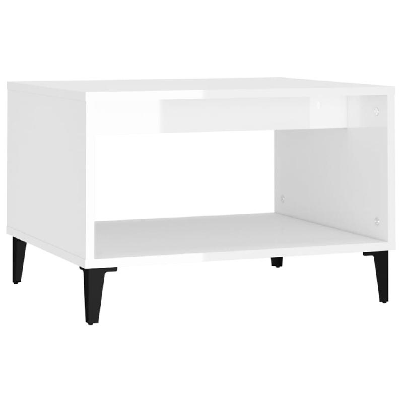 VidaXL Table basse Blanc brillant 60x50x40 cm Bois d'ingénierie Modèle Élixir Plus - 812687_0