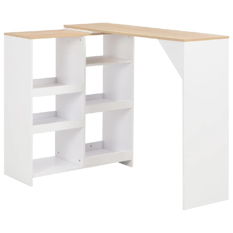 VidaXL Table de bar avec tablette amovible Blanc 138x39x110 cm Modèle Helios Fixe - Bois manufacturé 280225_0