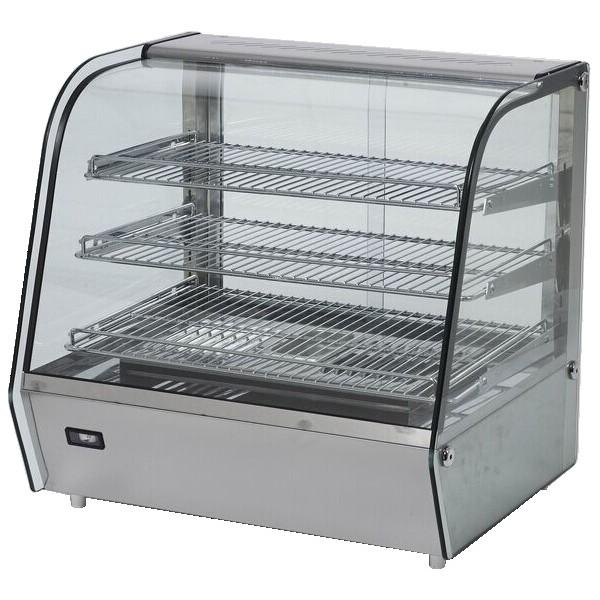 Vitrine de présentation chauffante éclairage LED portes coulissantes inox 160 L_0