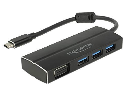 DeLOCK 63932 - Hub et concentrateur USB 3.0 (3.1 Gen 1) Type-C - 5000 Mbit/s - Aluminium noir_0