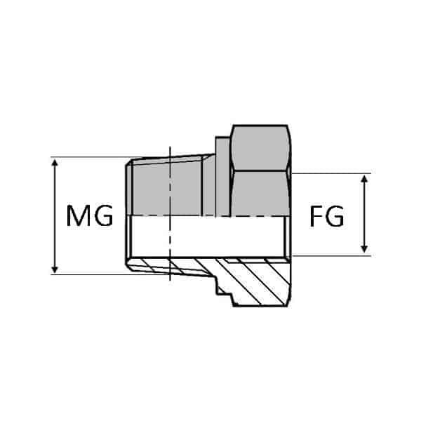 Adaptateur droit mâle gaz conique x femelle gaz cylindrique concentrique - 1/2' , 20.95 , 1/8' , 8.56_0