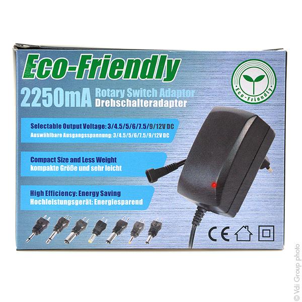 Alimentation à découpage 3 à 12V - 2.25A max - 100-240V - Câble CC avec 7 fiches différentes - Marque Minwa_0