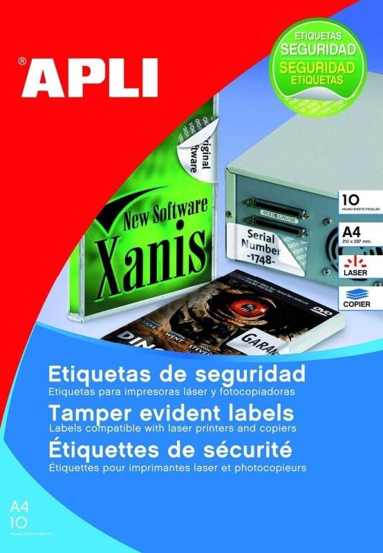 Apli 480 étiquettes blanches de sécurité, format 45,7 x 21,2 mm (10 feuilles / cdt) - 8410782112723_0