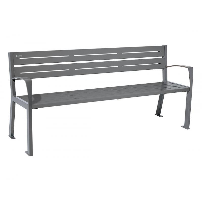 Banc de ville en acier 5 lames Silaos® - Avec accoudoirs - 10 coloris disponibles_0