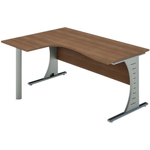 BUREAU ASYMÉTRIQUE. PIEDS CLAP RET.À GAUCHE 160 NOYER/ALU - QUADRIFOGLIO