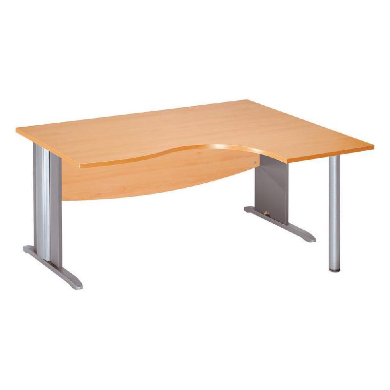 BUREAU COMPACT RETOUR A DROITE ACTIVITY 2 - L. 160 X P. 120 CM - PLATEAU HETRE - PIEDS L ALUMINIUM