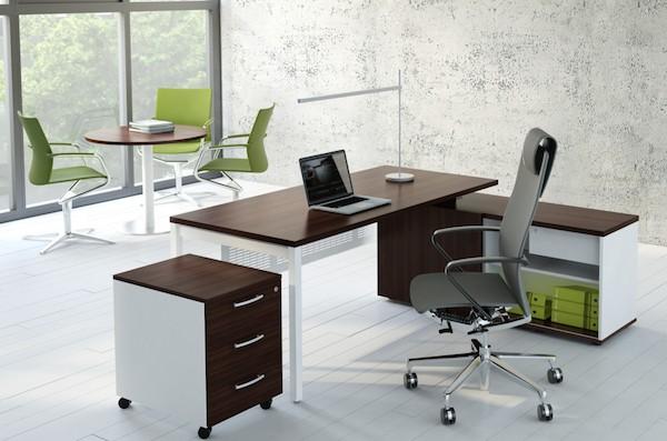 Bureau individuel Ogi U avec crédence - MDD - Blanc 9010, Wenge_0