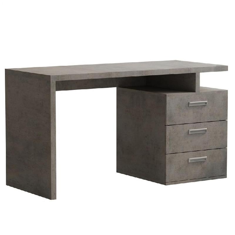 BUREAU RUBY 3 TIROIRS GRIS BÉTON 130 X 70 CM_0