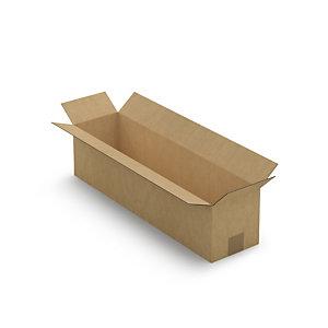 CAISSE CARTON LONGUE SIMPLE CANNELURE À GRANDE OUVERTURE RAJA 60X15X15 CM