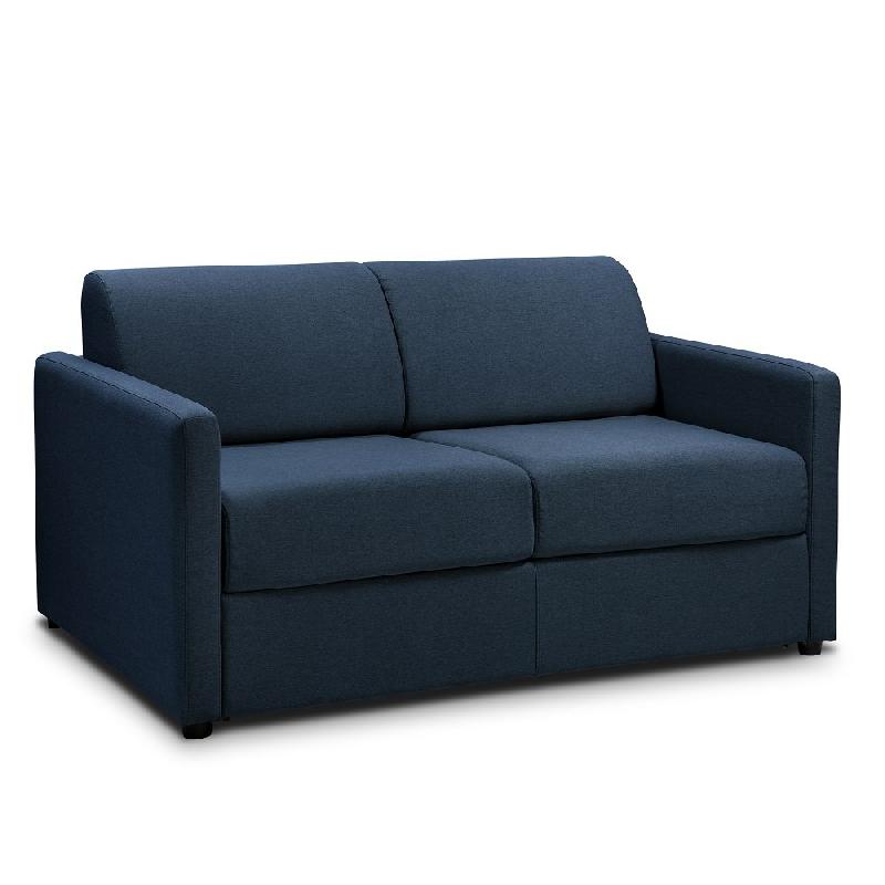 Canapé convertible CanapExpress Grandiose - Matelas mémoire 22 cm - Sommier métal 140 cm - Tissu tweed bleu nuit_0