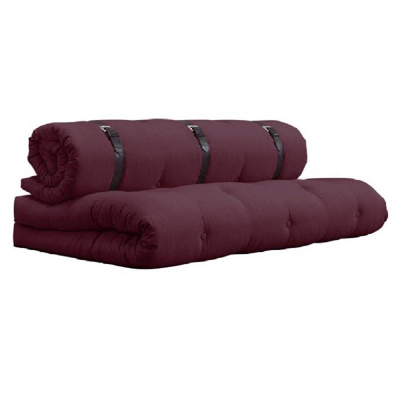 CANAPE FUTON STANDARD CONVERTIBLE BUCKLE-UP SOFA COULEUR BORDEAUX_0