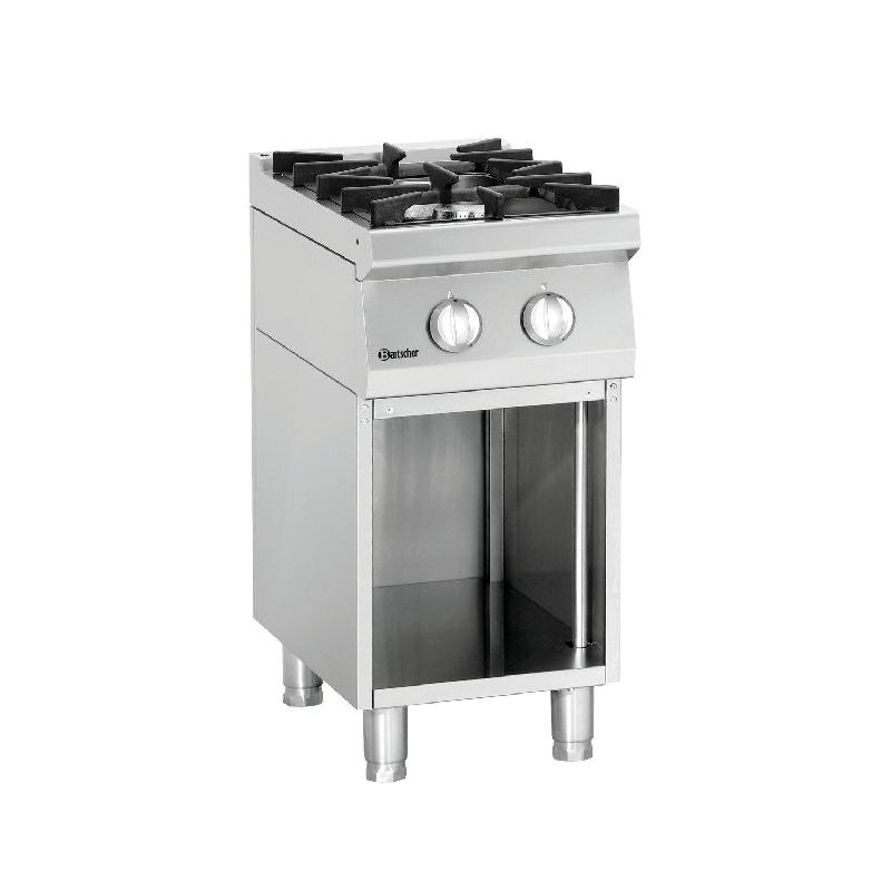 Cuisinière inox à gaz 2 feux sur placard ouvert_0