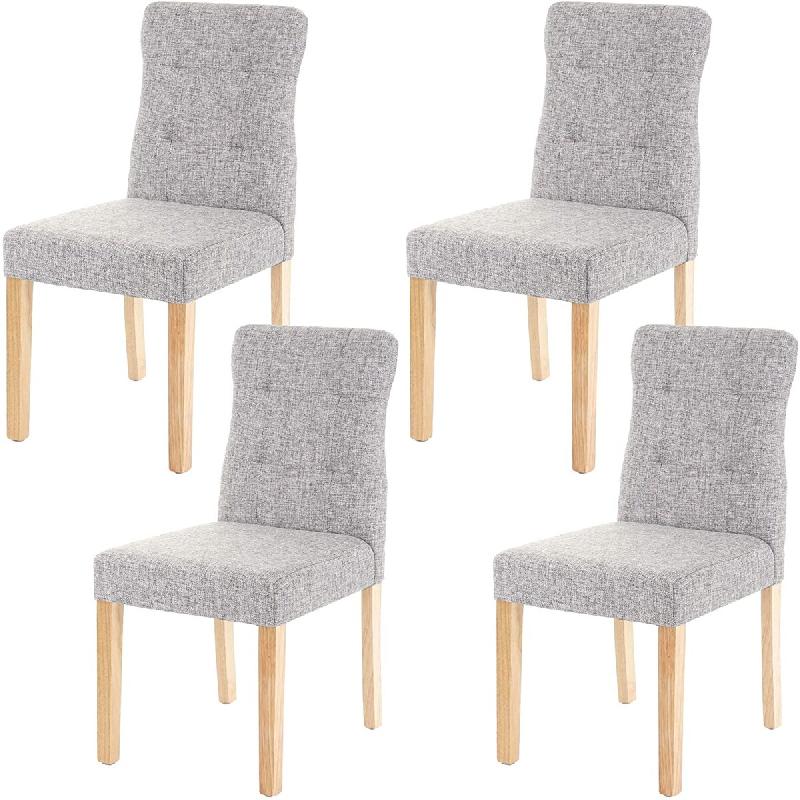Décoshop26 - Lot de 4 chaises de salle à manger en tissu gris pieds en bois clair CDS04545 - gris Bois massif 3000044651302_0