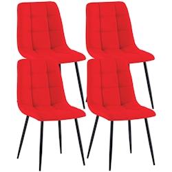 Décoshop26 - Lot de 4 chaises de salle à manger en tissu rouge pieds métal noir design moderne et confortable CDS10415 - noir 3002483832694_0