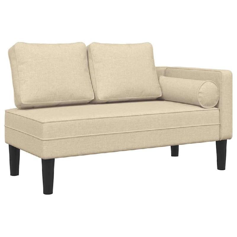 Décoshop26 - Méridienne chaise longue canapé pour intérieur avec coussins en tissu crème DEC026067 - beige 3000255603732_0
